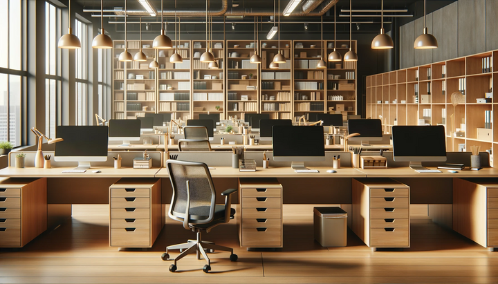 stylish, modern office in beech colour theme