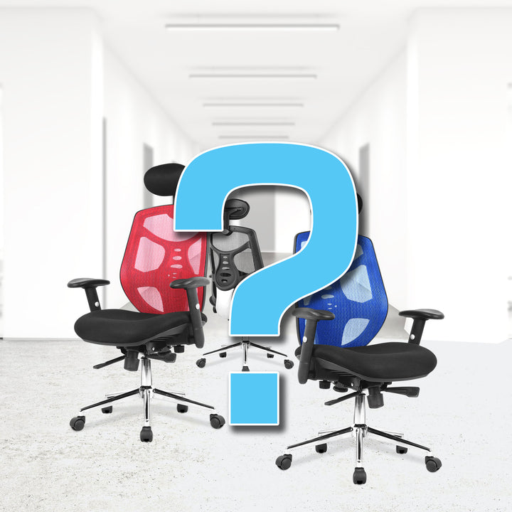 image with a large question mark and some office chairs in the background