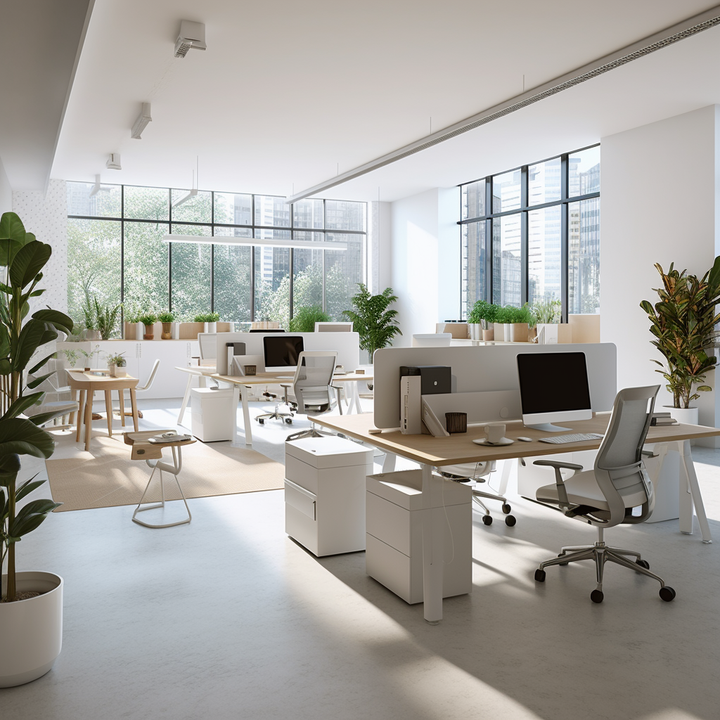 White office furniture in a London IT firm.