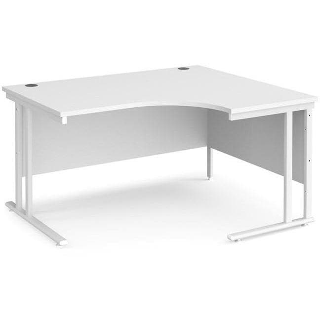 White right hand cantilever corner office desk 