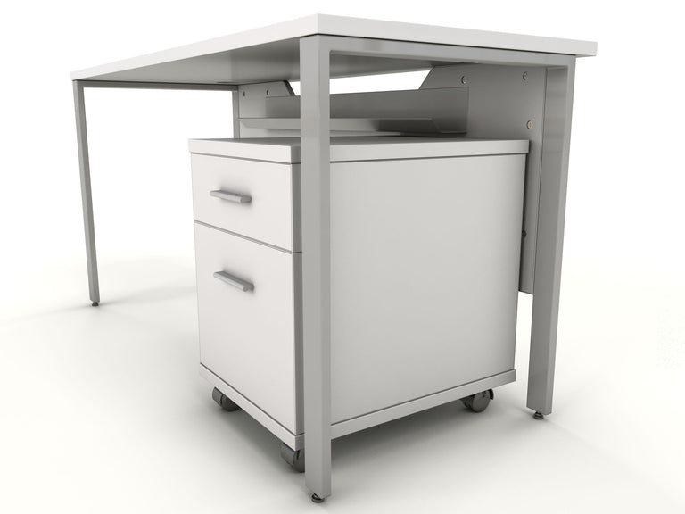 White Bench Desk & Pedestal  IC