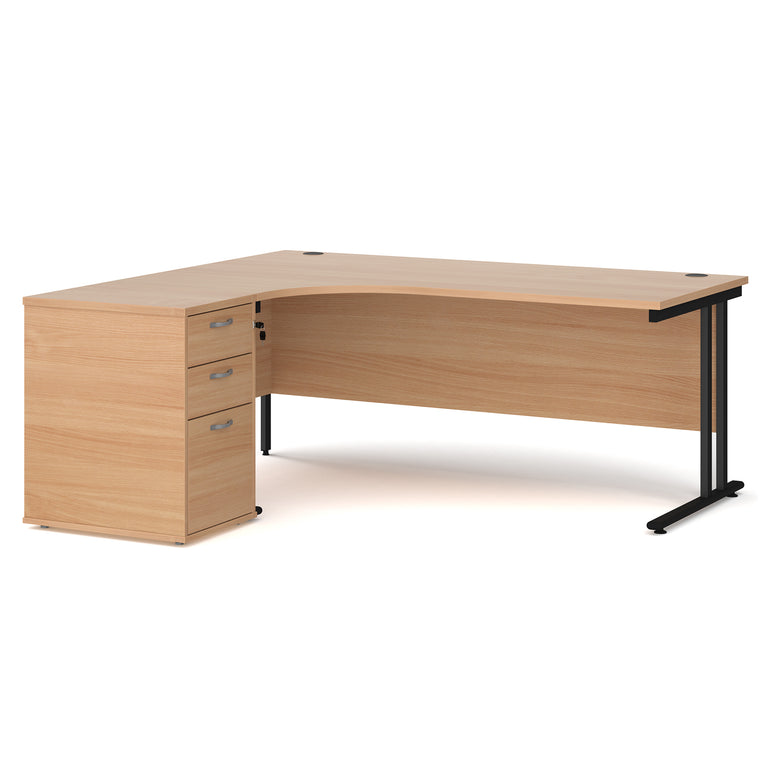 Ergonomic Desk With 3 Drawer Desk High Pedestal Left Hand DM