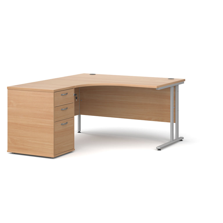 Ergonomic Desk With 3 Drawer Desk High Pedestal Left Hand DM