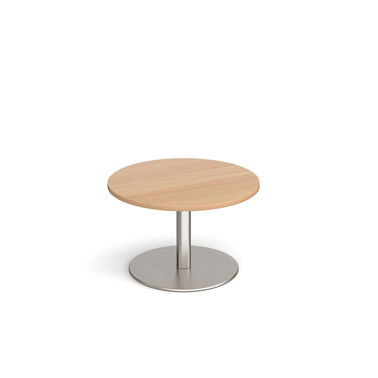 Monza Circular Coffee Table With Flat Round Brushed Steel Base 800mm DM
