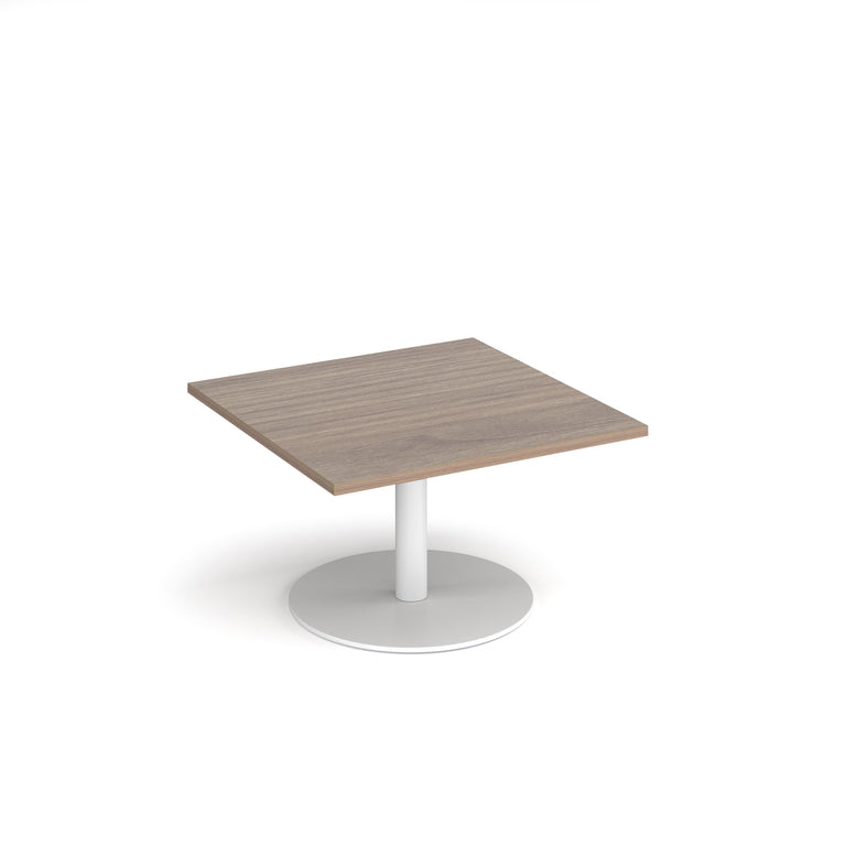 Monza Square Coffee Table With Flat Round Brushed Steel Base 800mm DM