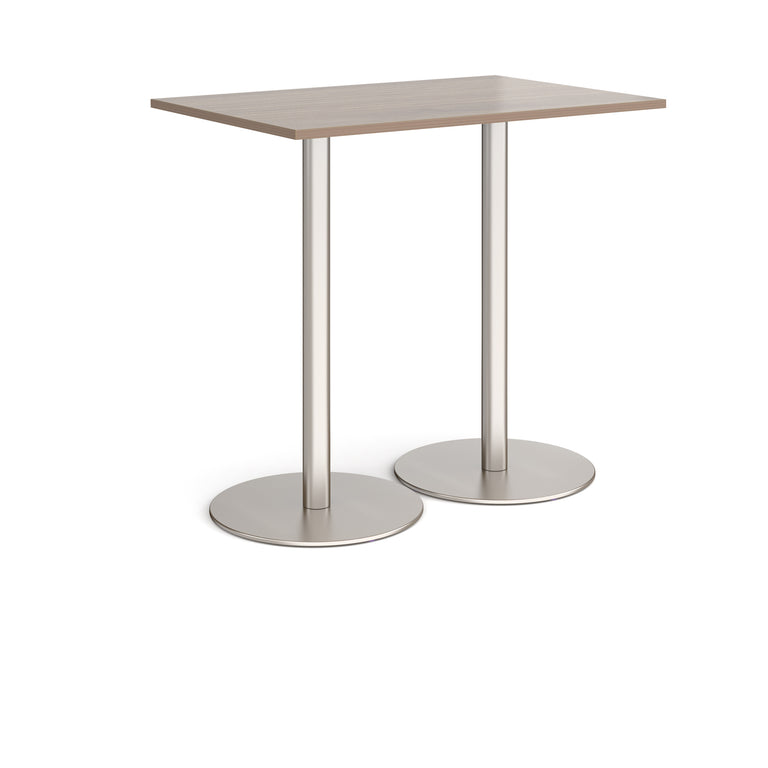 Monza Rectangular Poseur Table With Flat Round Brushed Steel Bases DM