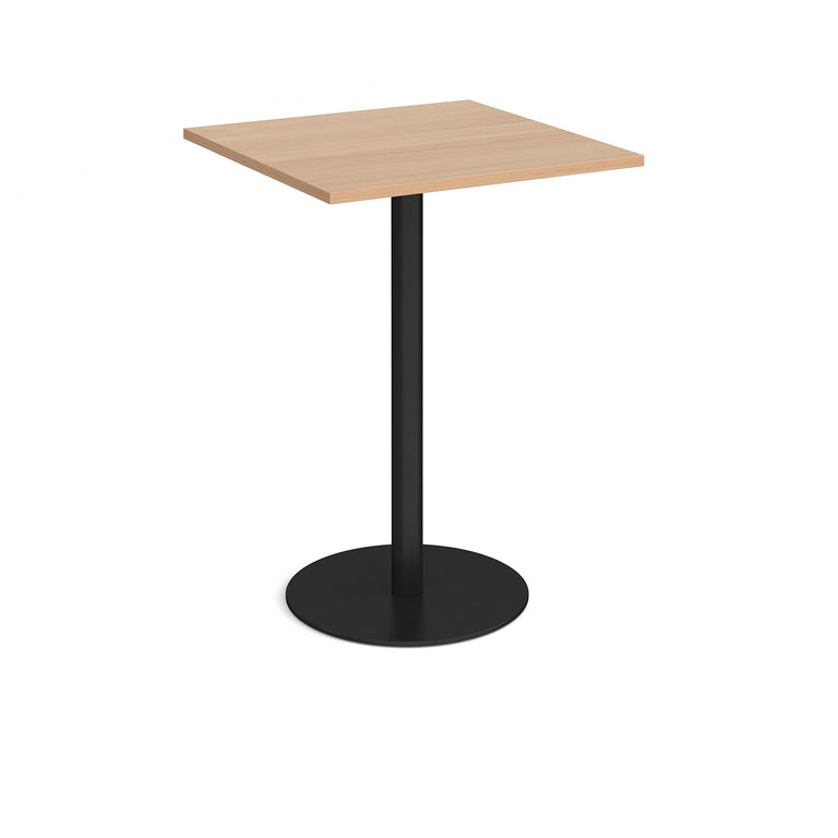 Monza Square Poseur Table With Flat Round Brushed Steel Base 800mm DM