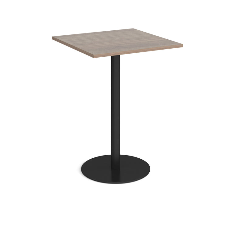 Monza Square Poseur Table With Flat Round Brushed Steel Base 800mm DM