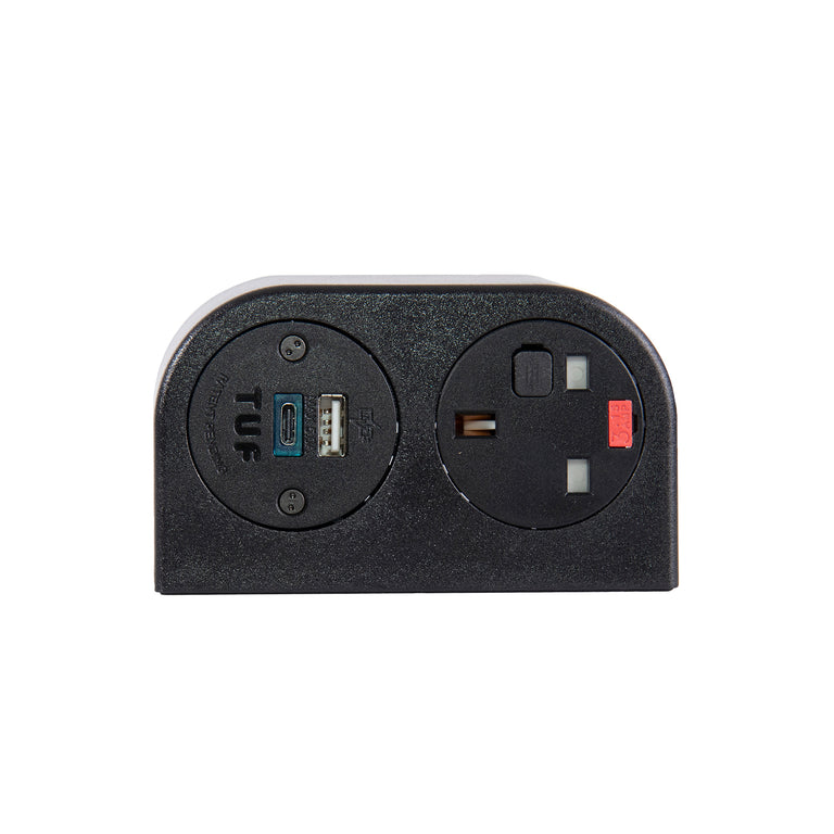 Phase Multi-Surface Power Module 1 x UK Socket, 1 x TUF (A&C Connectors) USB Charger DM