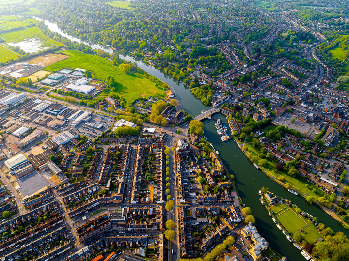 Aerial view of Caversham area of Reading, UK
