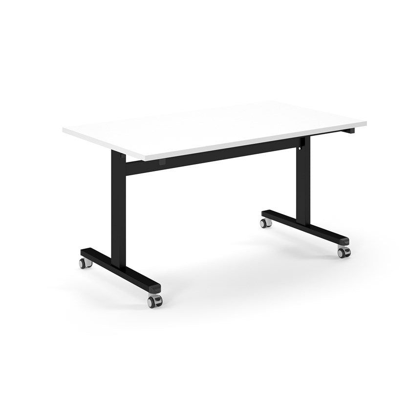 Flip top table White top black legs 1600mm x 800mm