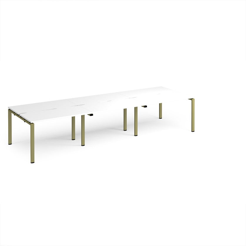 Adapt Triple Back to Back Bench Desks with Green Frame - Multiple Finishes Available