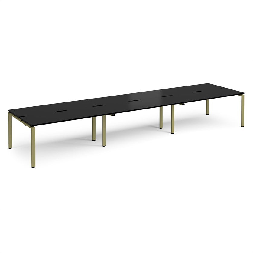 Adapt Triple Back to Back Bench Desks with Green Frame - Multiple Finishes Available