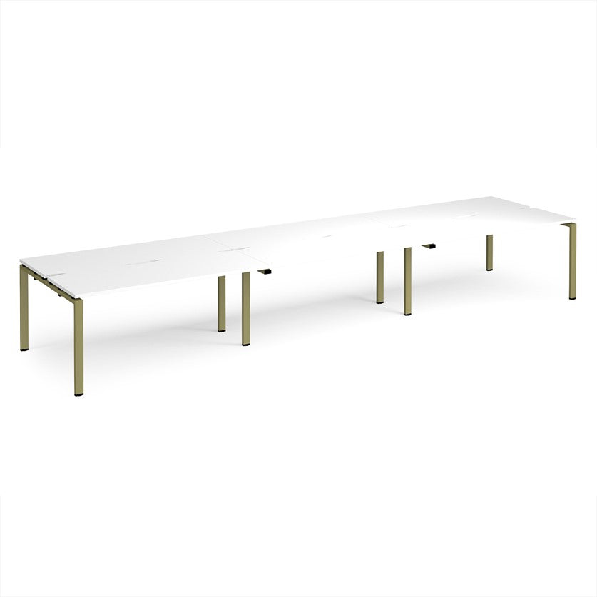 Adapt Triple Back to Back Bench Desks with Green Frame - Multiple Finishes Available