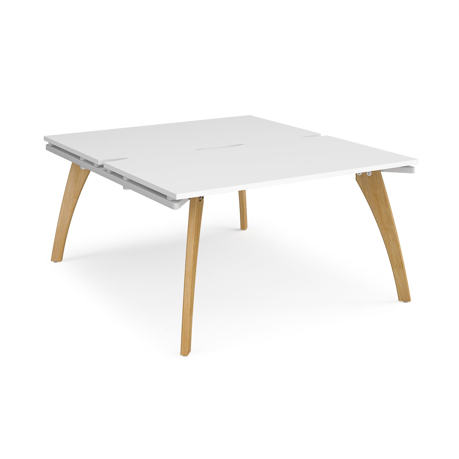 Fuze back to back desks 1600mm depth with oak legs - White