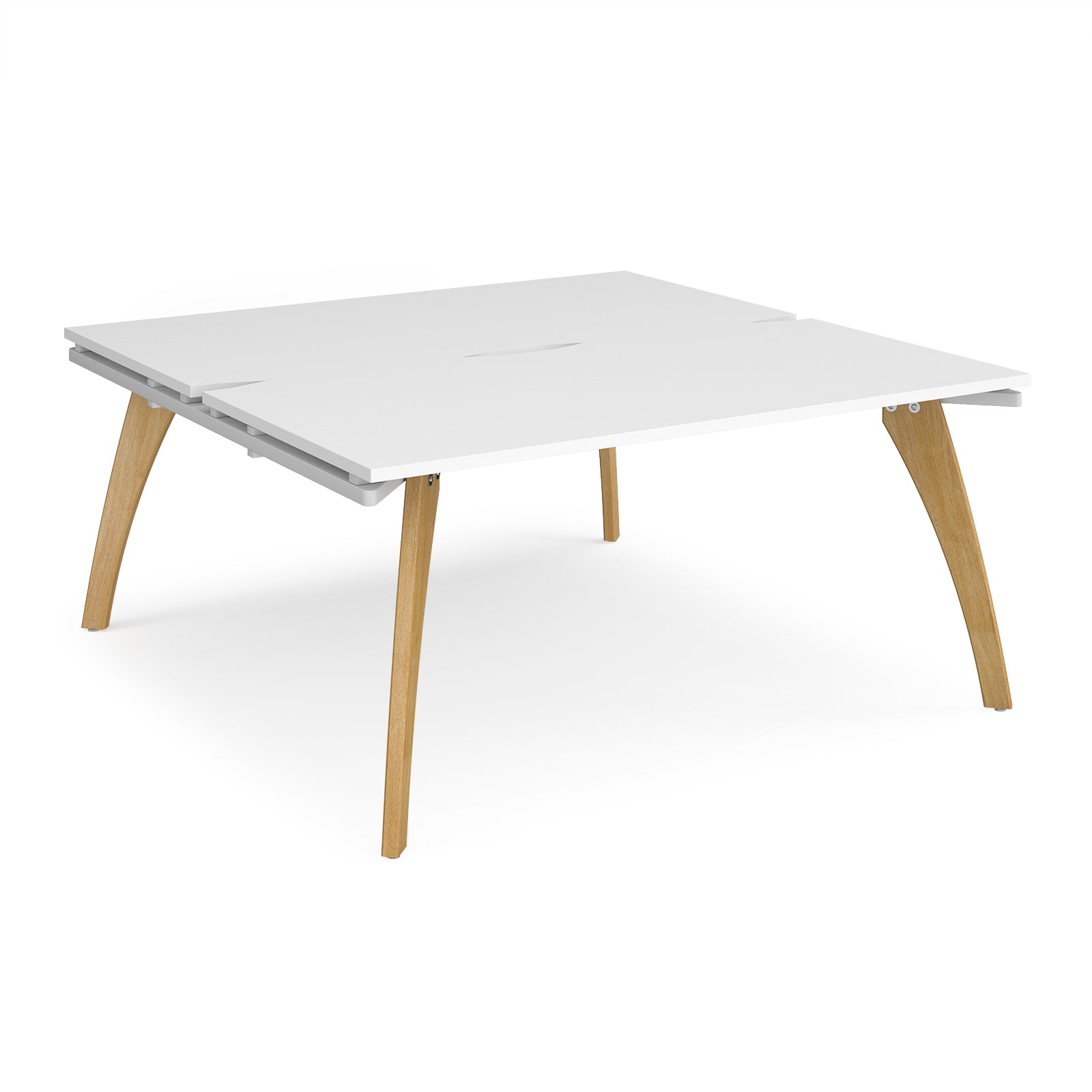 Fuze back to back desks 1600mm depth with oak legs - White