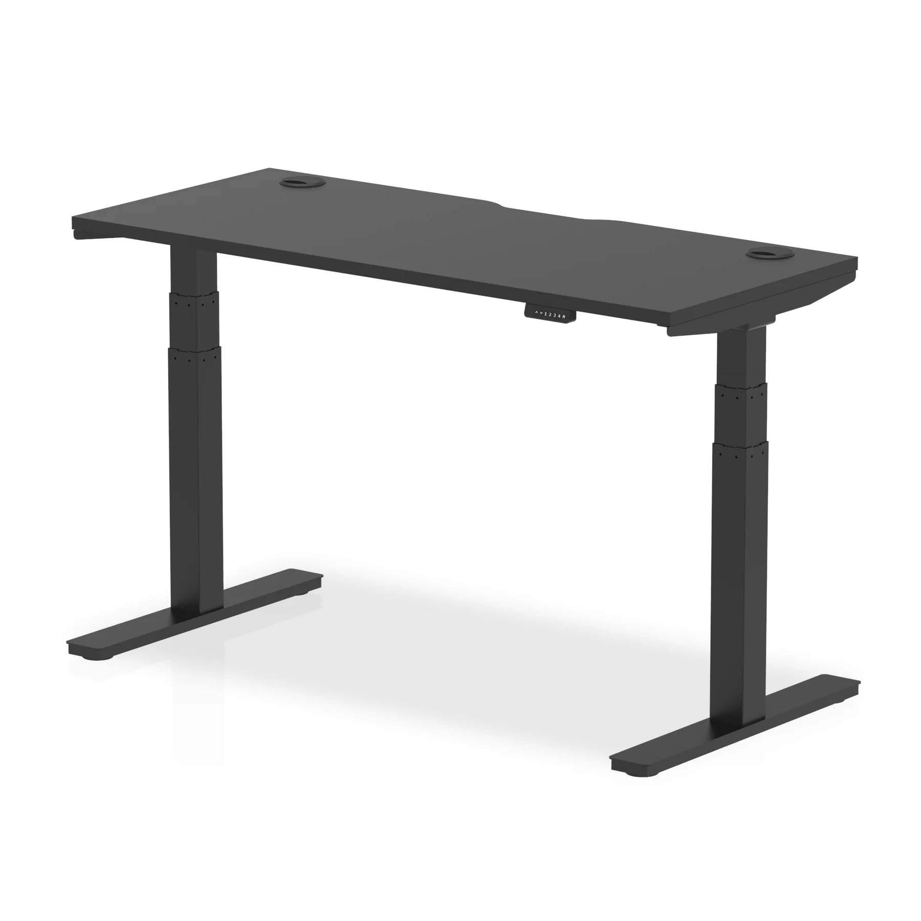 Air Height Adjustable Black Series Slimline Desk with Cable Ports 1200mm x 600mm Black Top