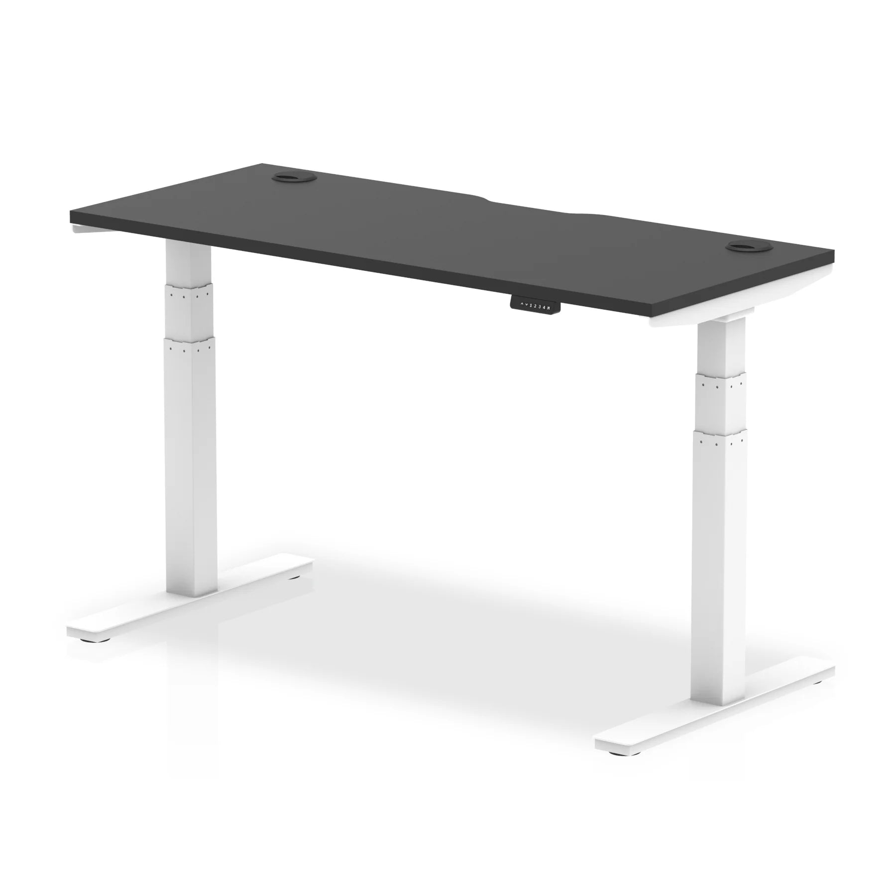 Air Height Adjustable Black Series Slimline Desk with Cable Ports 1200mm x 600mm Black Top