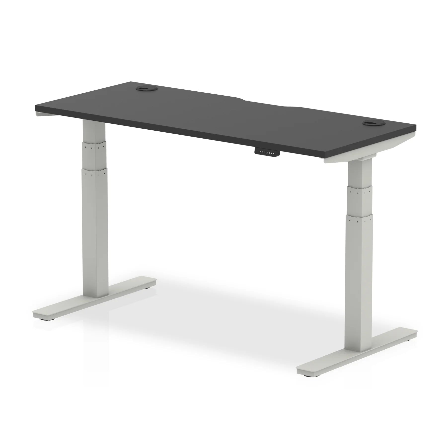 Air Height Adjustable Black Series Slimline Desk with Cable Ports 1200mm x 600mm Black Top