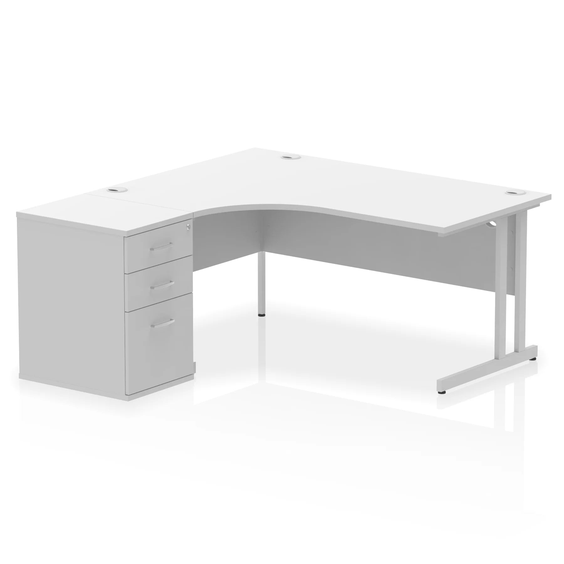Impulse 1600mm Cantilever Crescent Desk and 600mm Fixed Pedestal Bundle