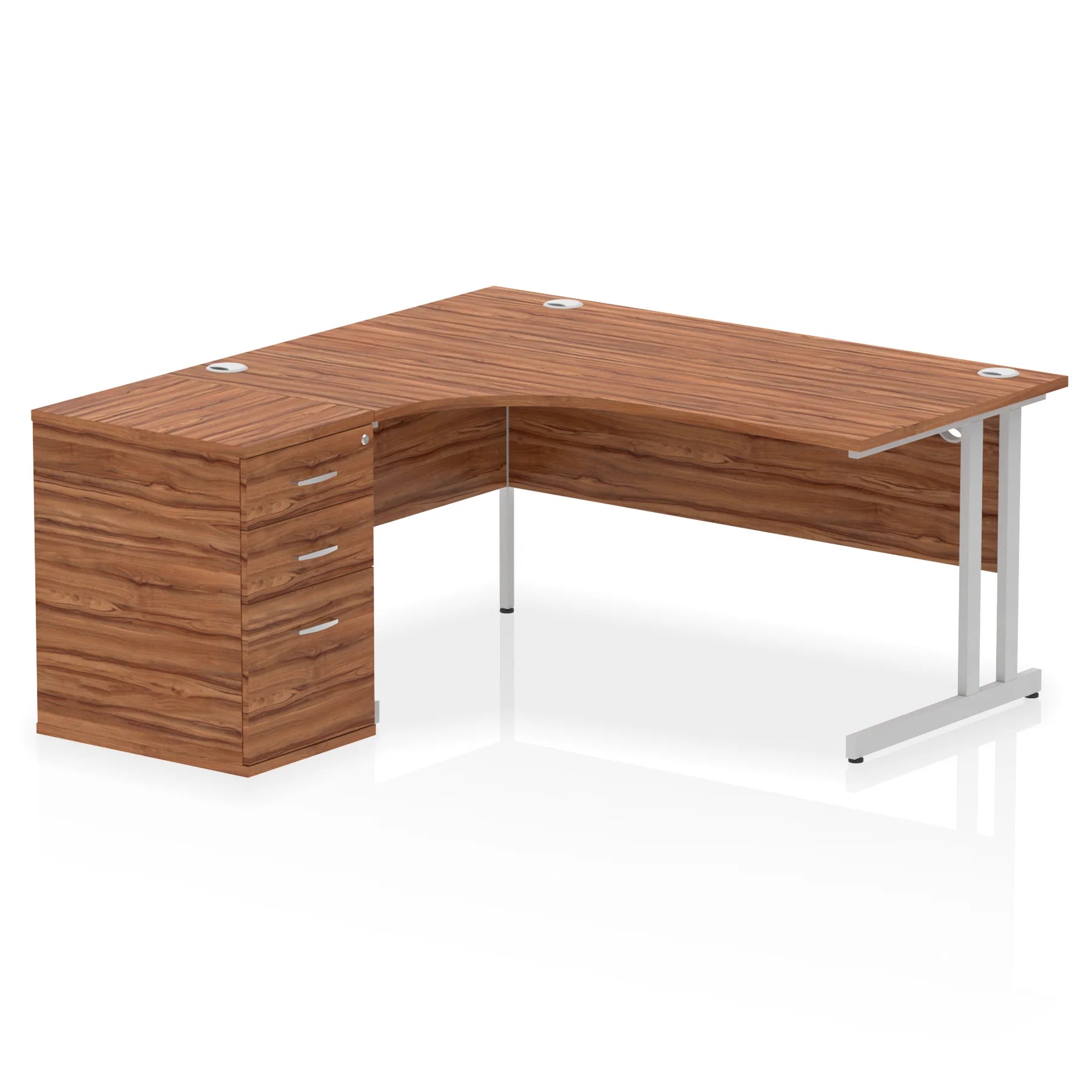 Impulse 1600mm Cantilever Crescent Desk and 600mm Fixed Pedestal Bundle
