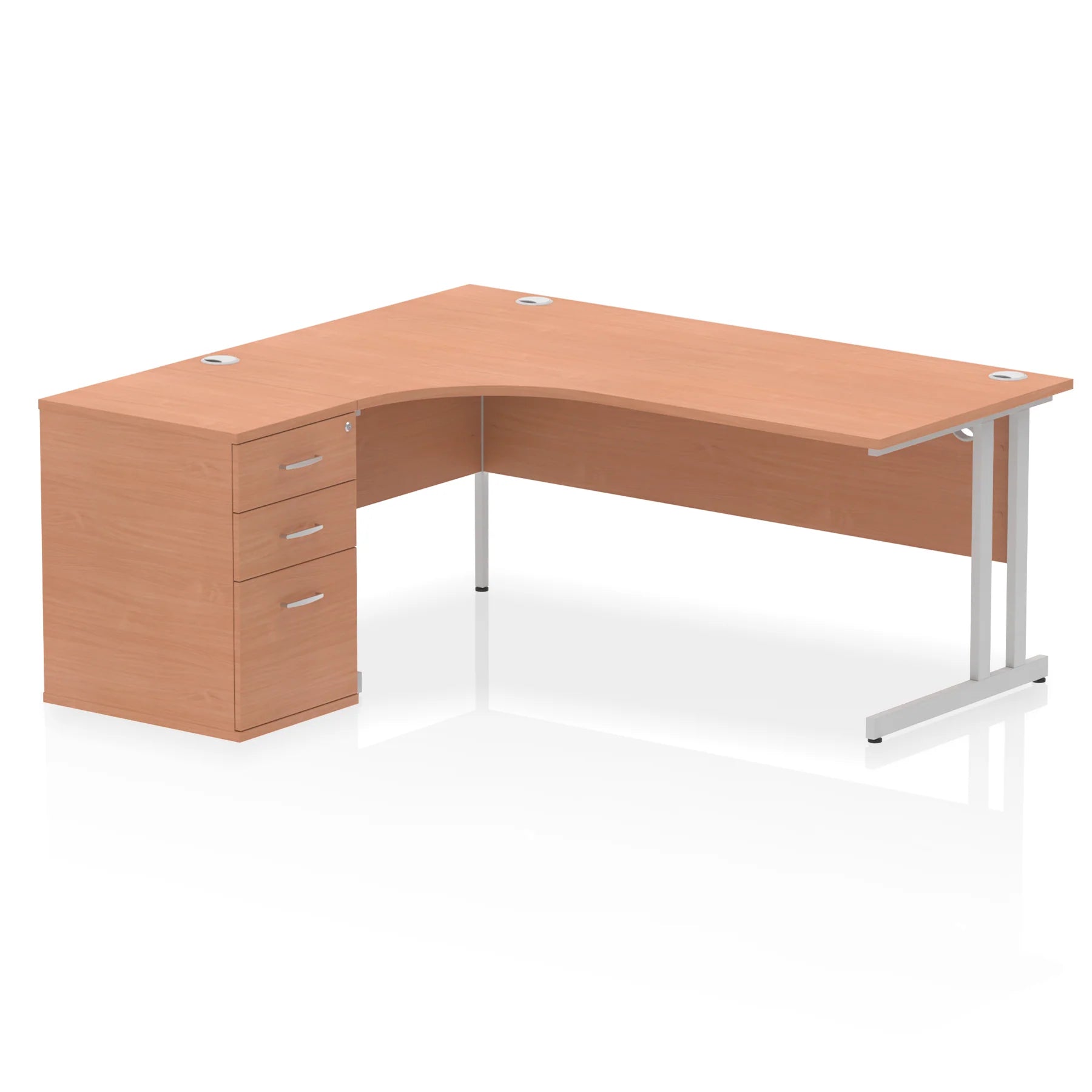 Impulse 1800mm Cantilever Crescent Desk and 600mm Fixed Pedestal Bundle
