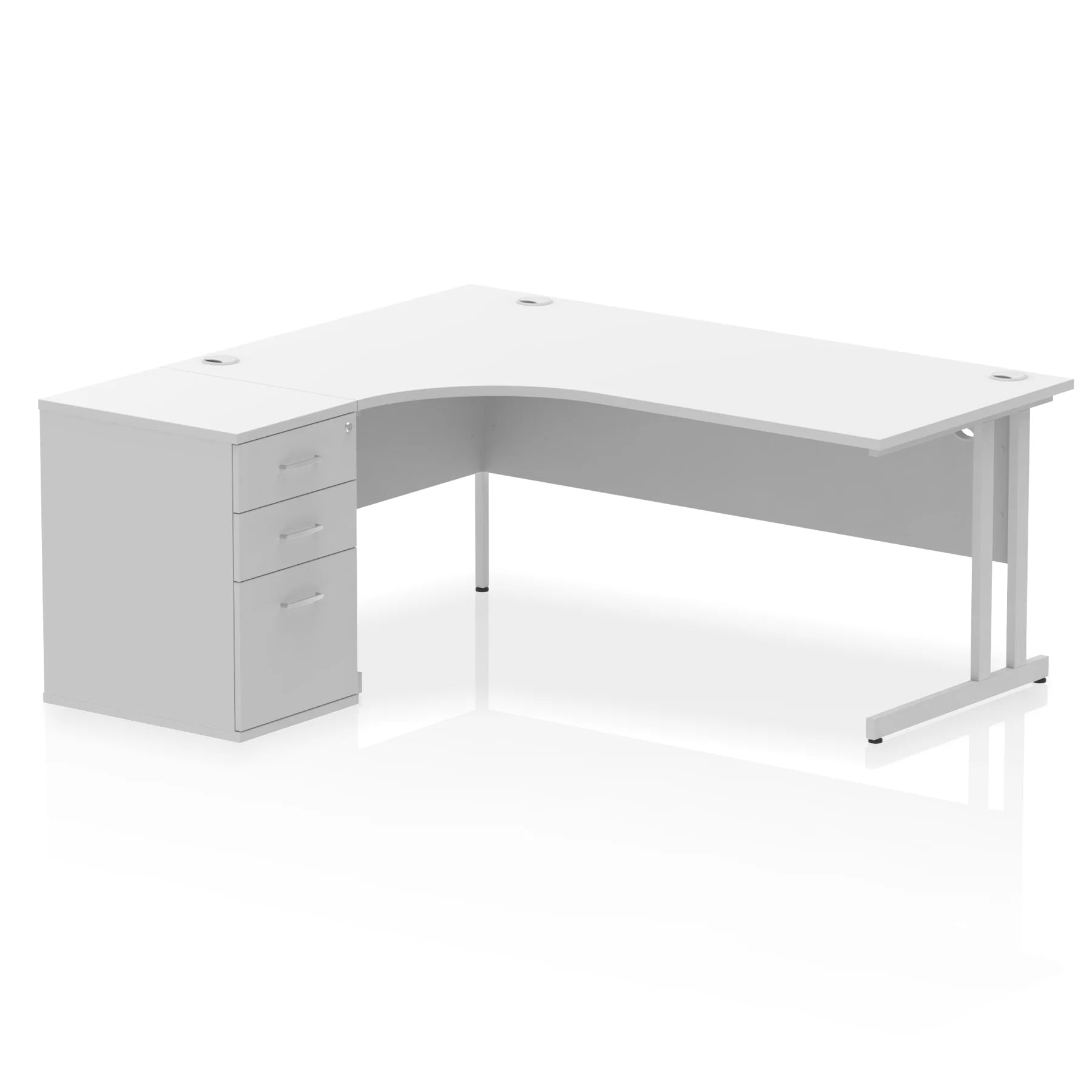 Impulse 1800mm Cantilever Crescent Desk and 600mm Fixed Pedestal Bundle