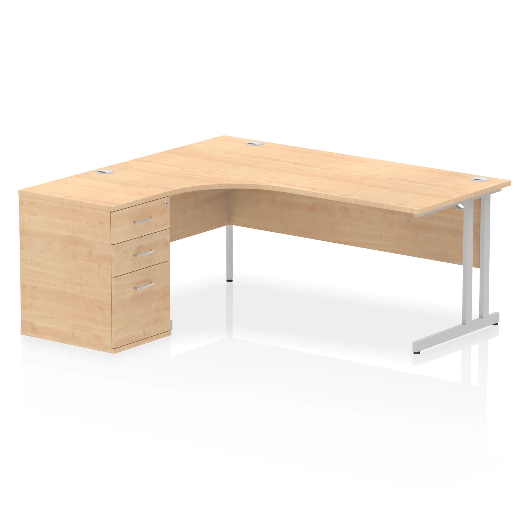 Impulse 1800mm Cantilever Crescent Desk and 600mm Fixed Pedestal Bundle