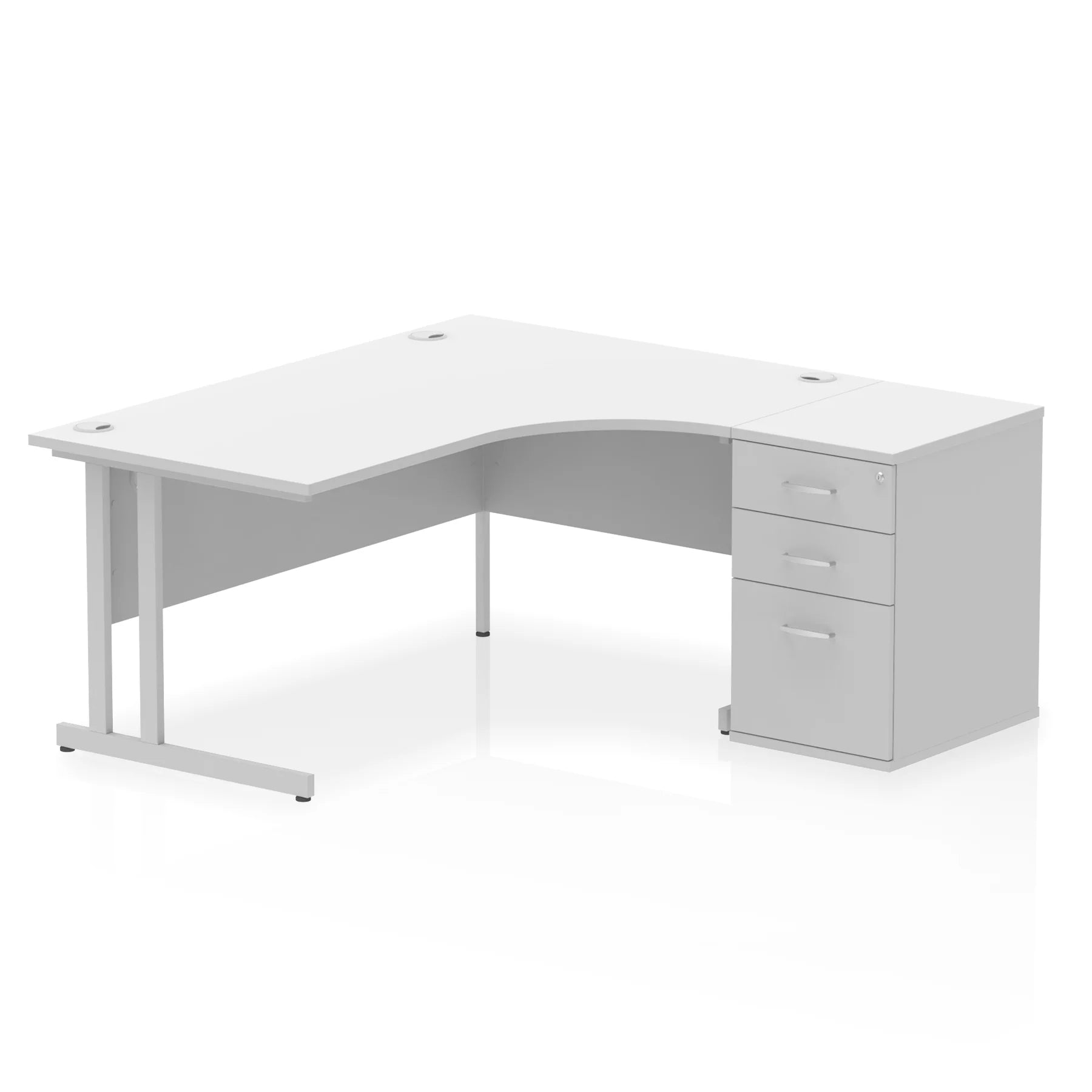Impulse 1600mm Cantilever Crescent Desk and 600mm Fixed Pedestal Bundle