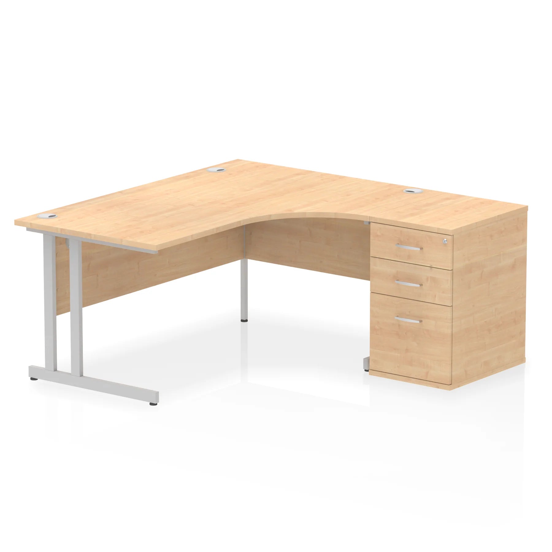 Impulse 1600mm Cantilever Crescent Desk and 600mm Fixed Pedestal Bundle