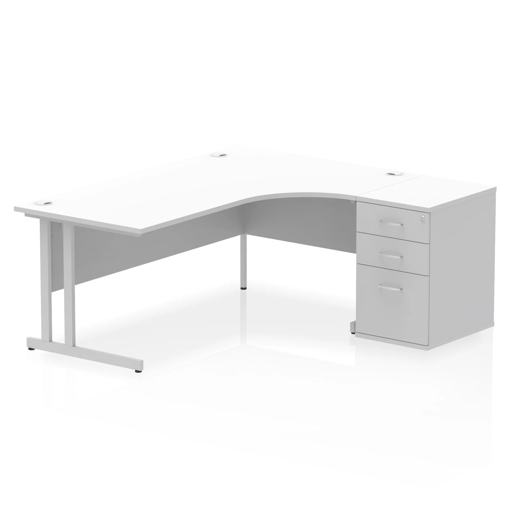 Impulse 1800mm Cantilever Crescent Desk and 600mm Fixed Pedestal Bundle