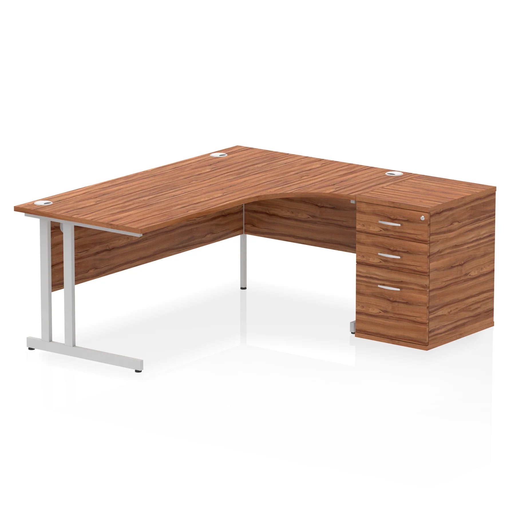 Impulse 1800mm Cantilever Crescent Desk and 600mm Fixed Pedestal Bundle