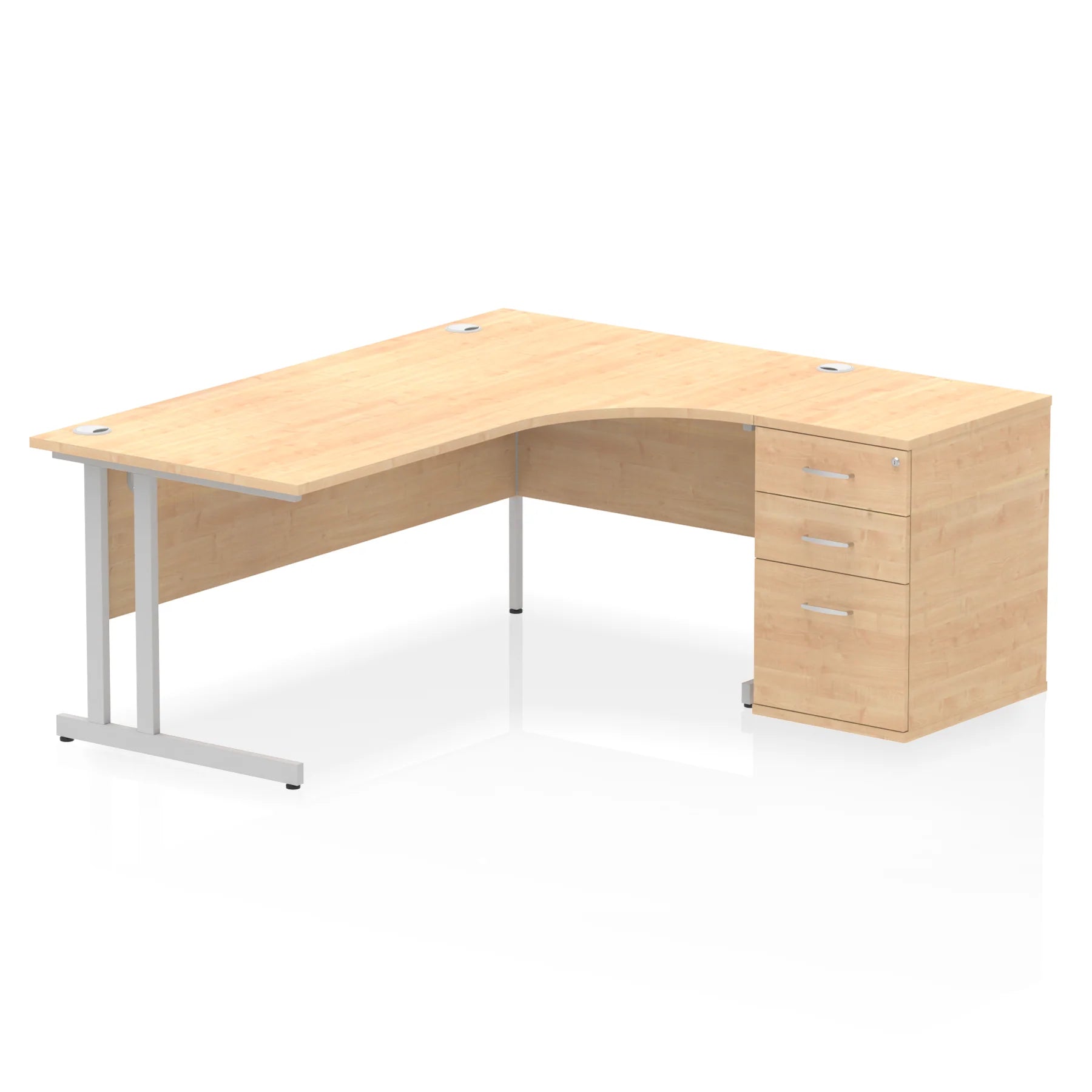 Impulse 1800mm Cantilever Crescent Desk and 600mm Fixed Pedestal Bundle
