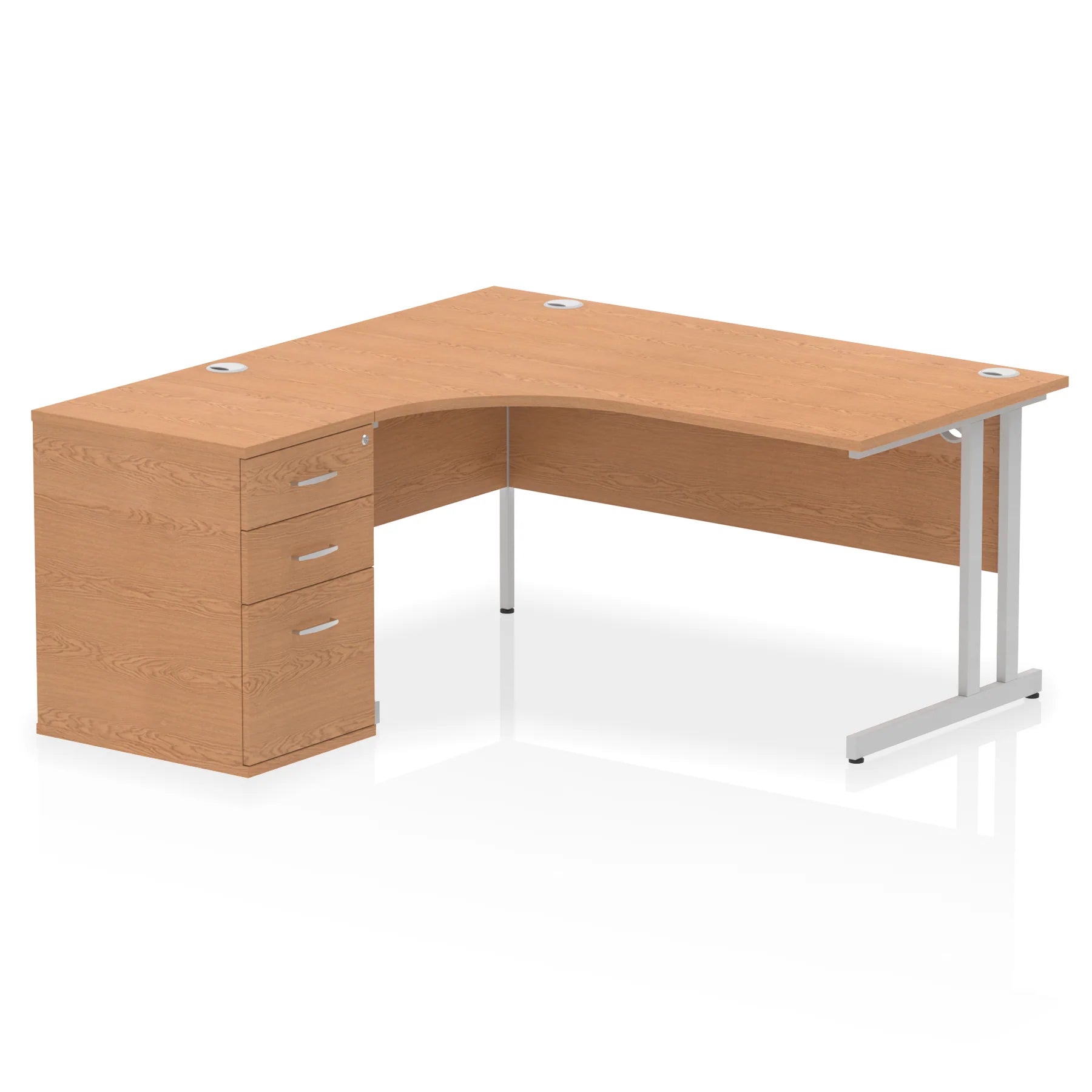 Impulse 1600mm Cantilever Crescent Desk and 600mm Fixed Pedestal Bundle