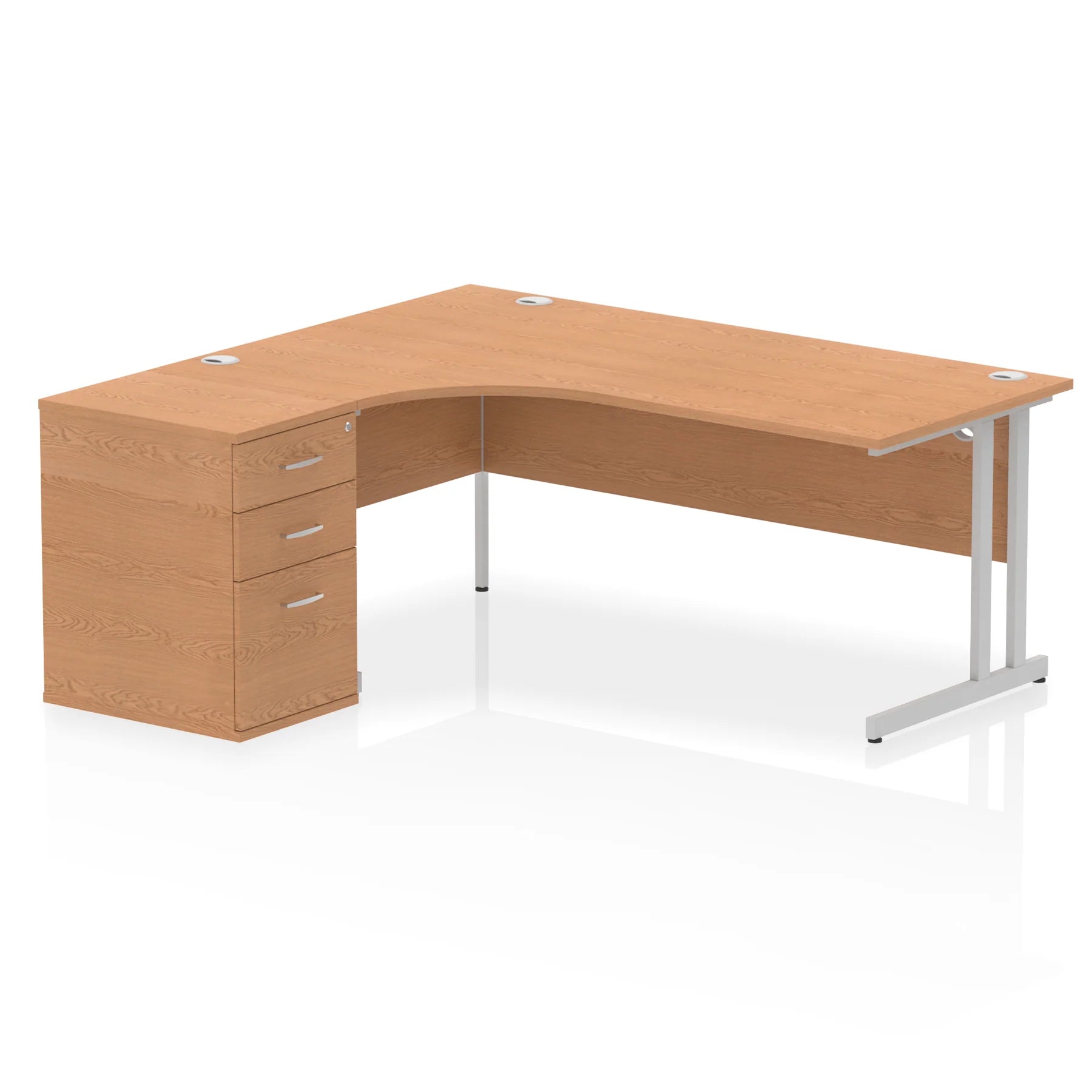 Impulse 1800mm Cantilever Crescent Desk and 600mm Fixed Pedestal Bundle