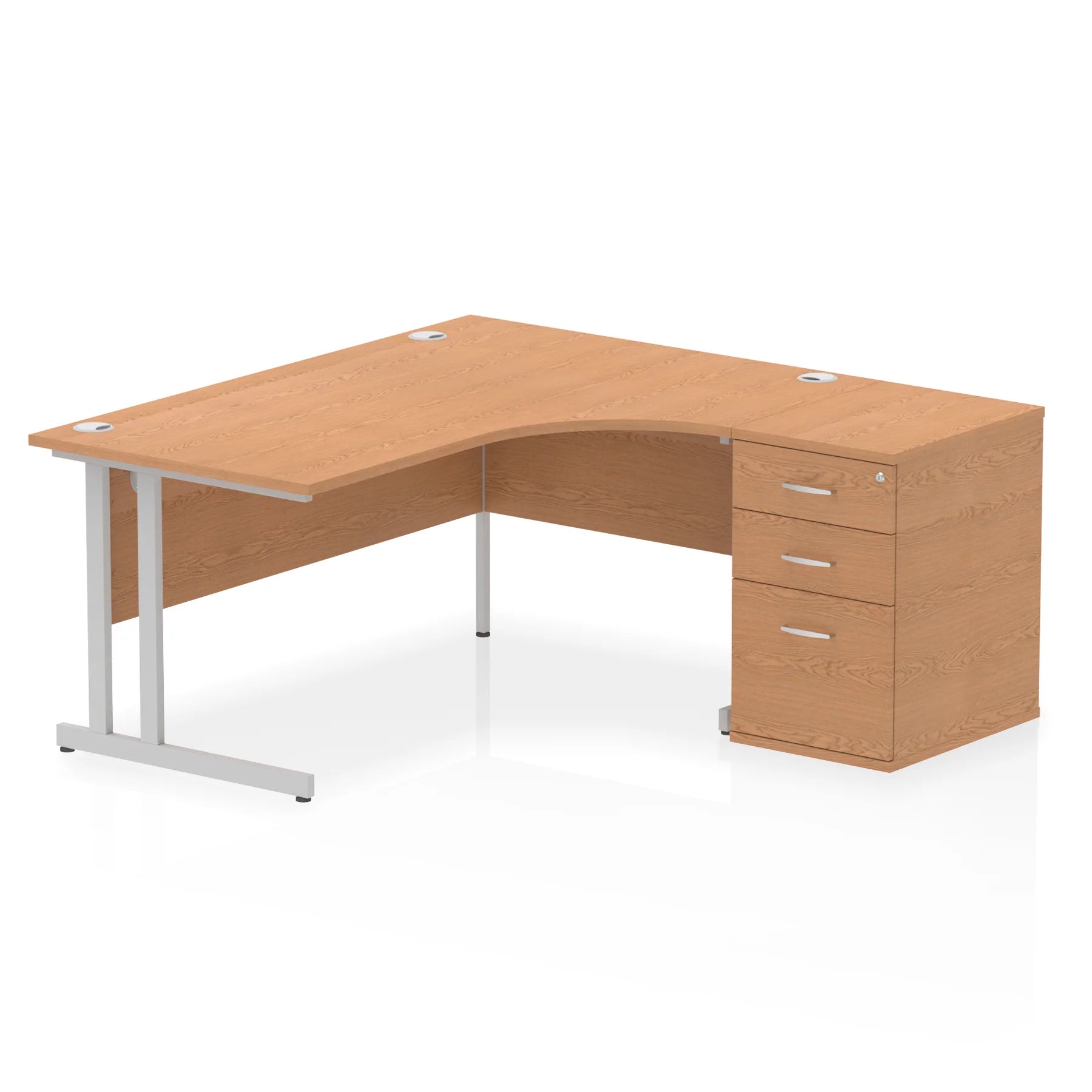 Impulse 1600mm Cantilever Crescent Desk and 600mm Fixed Pedestal Bundle
