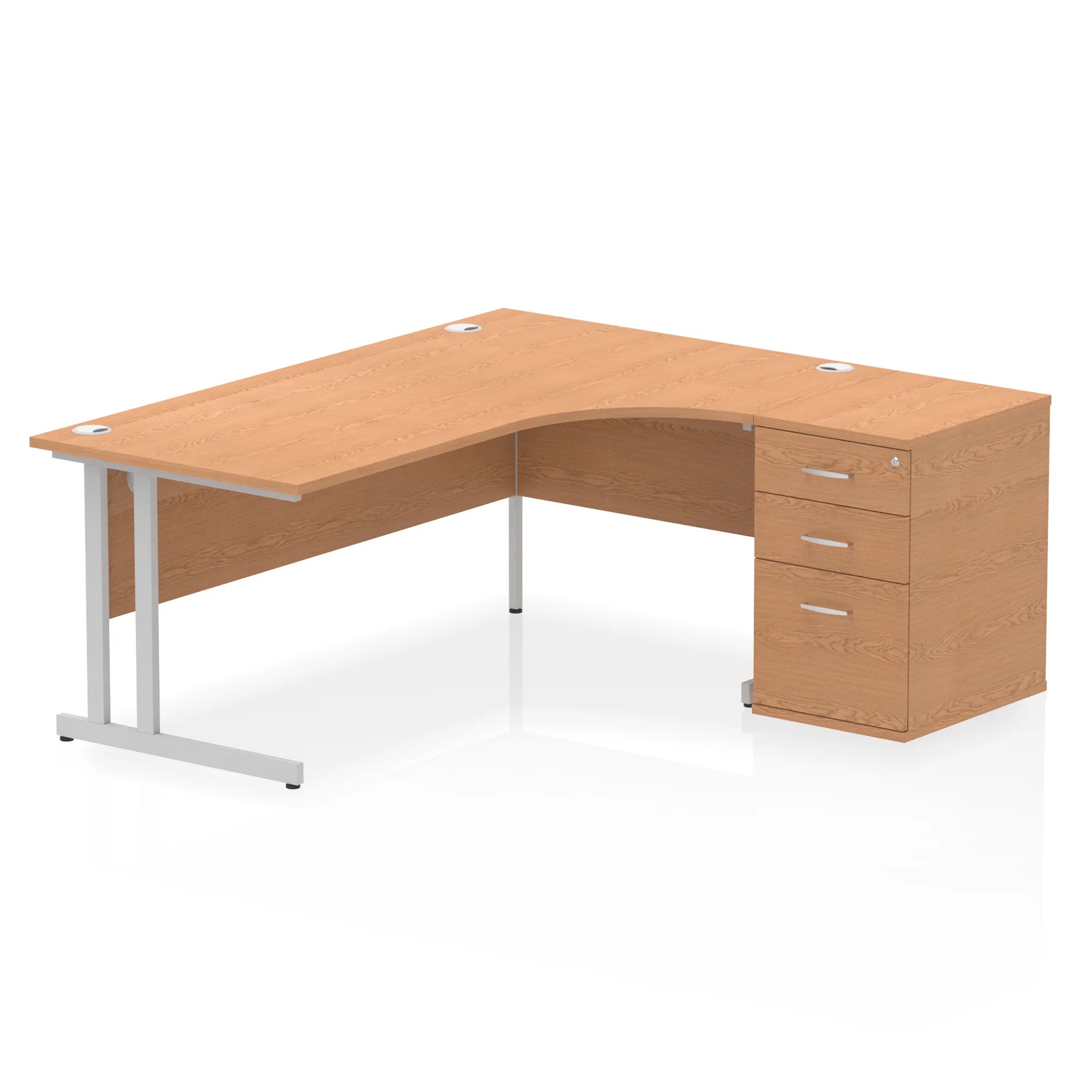 Impulse 1800mm Cantilever Crescent Desk and 600mm Fixed Pedestal Bundle