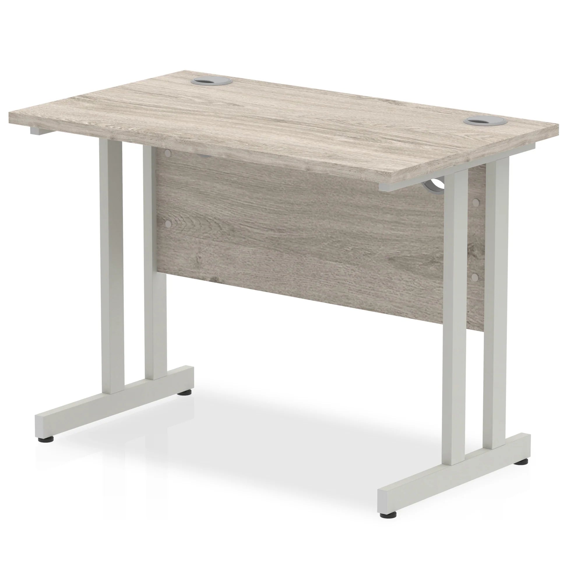 Impulse Straight Desk Cantilever Leg in Grey Oak (800mm depth) DY
