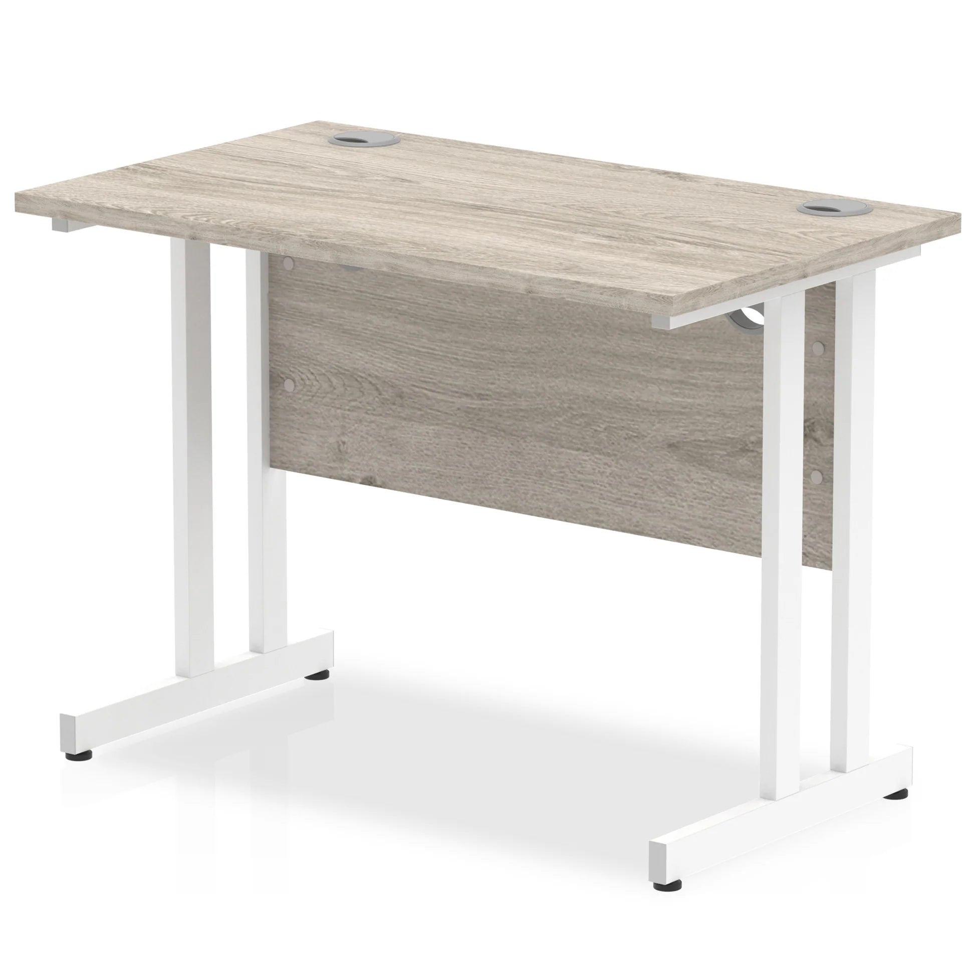 Impulse Straight Desk Cantilever Leg in Grey Oak (800mm depth) DY