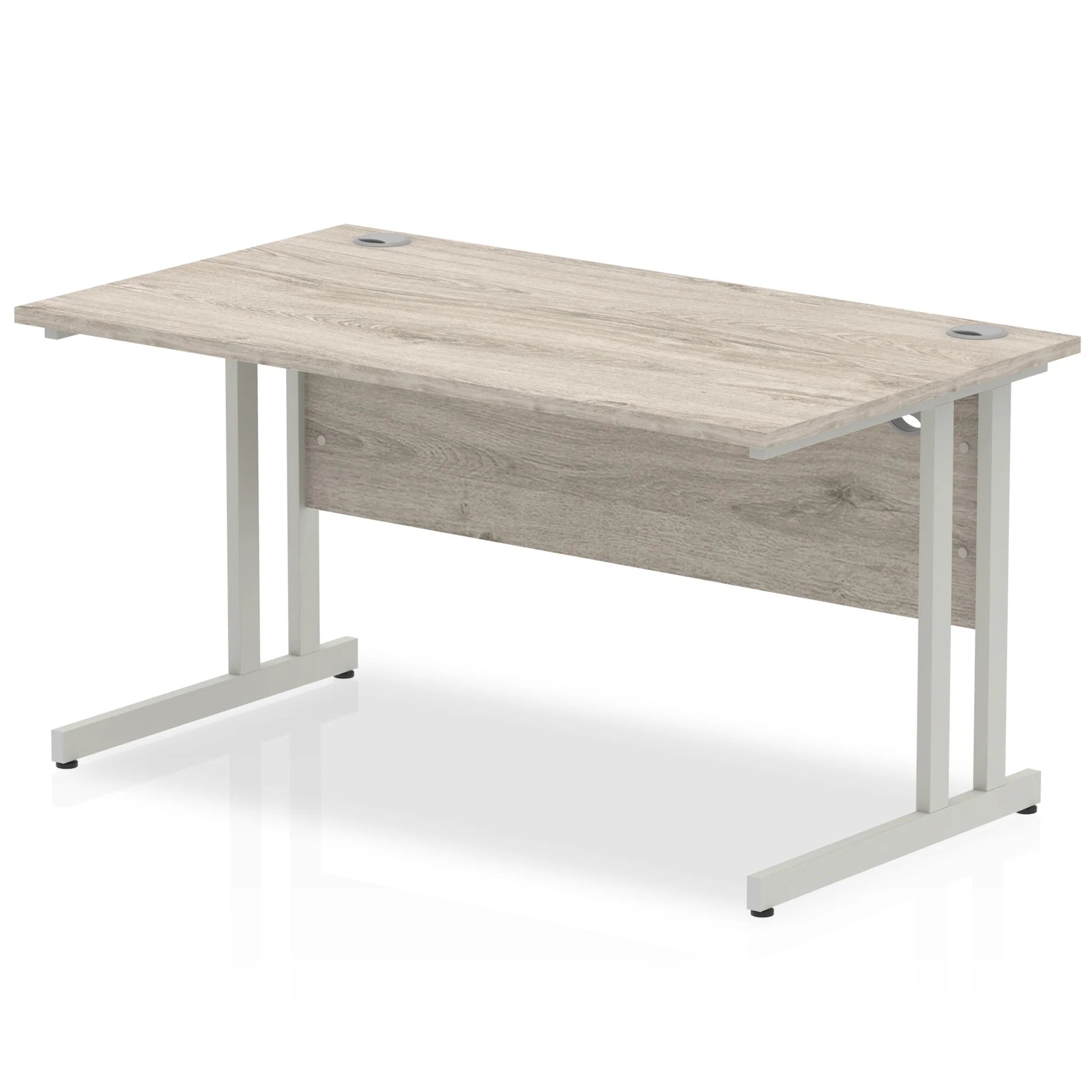 Impulse Straight Desk Cantilever Leg in Grey Oak (800mm depth) DY