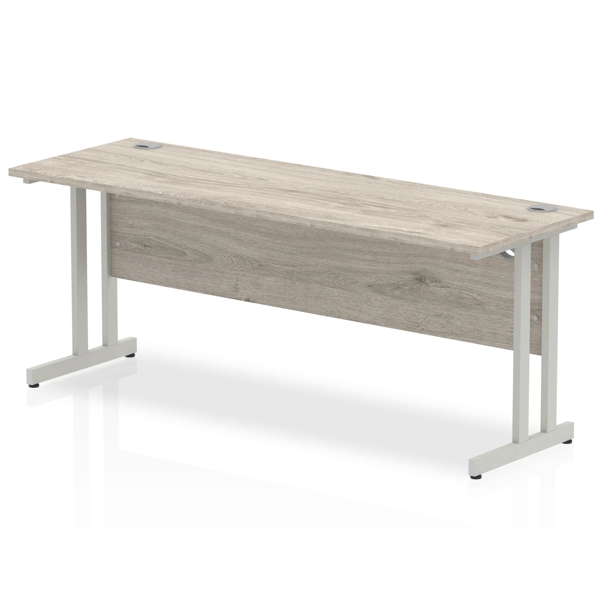 Impulse Straight Desk Cantilever Leg in Grey Oak (600mm depth) DY