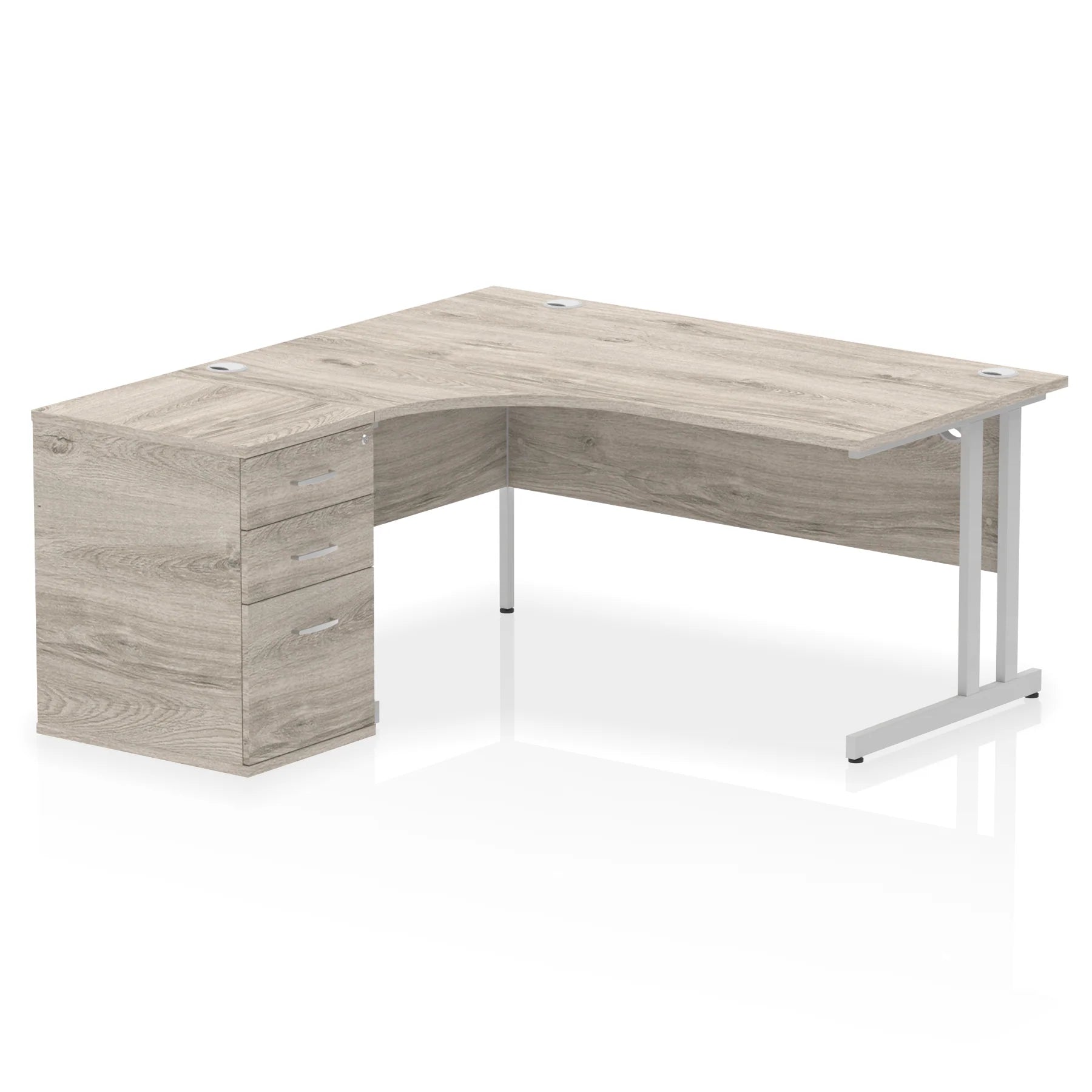 Impulse 1600mm Cantilever Crescent Desk and 600mm Fixed Pedestal Bundle