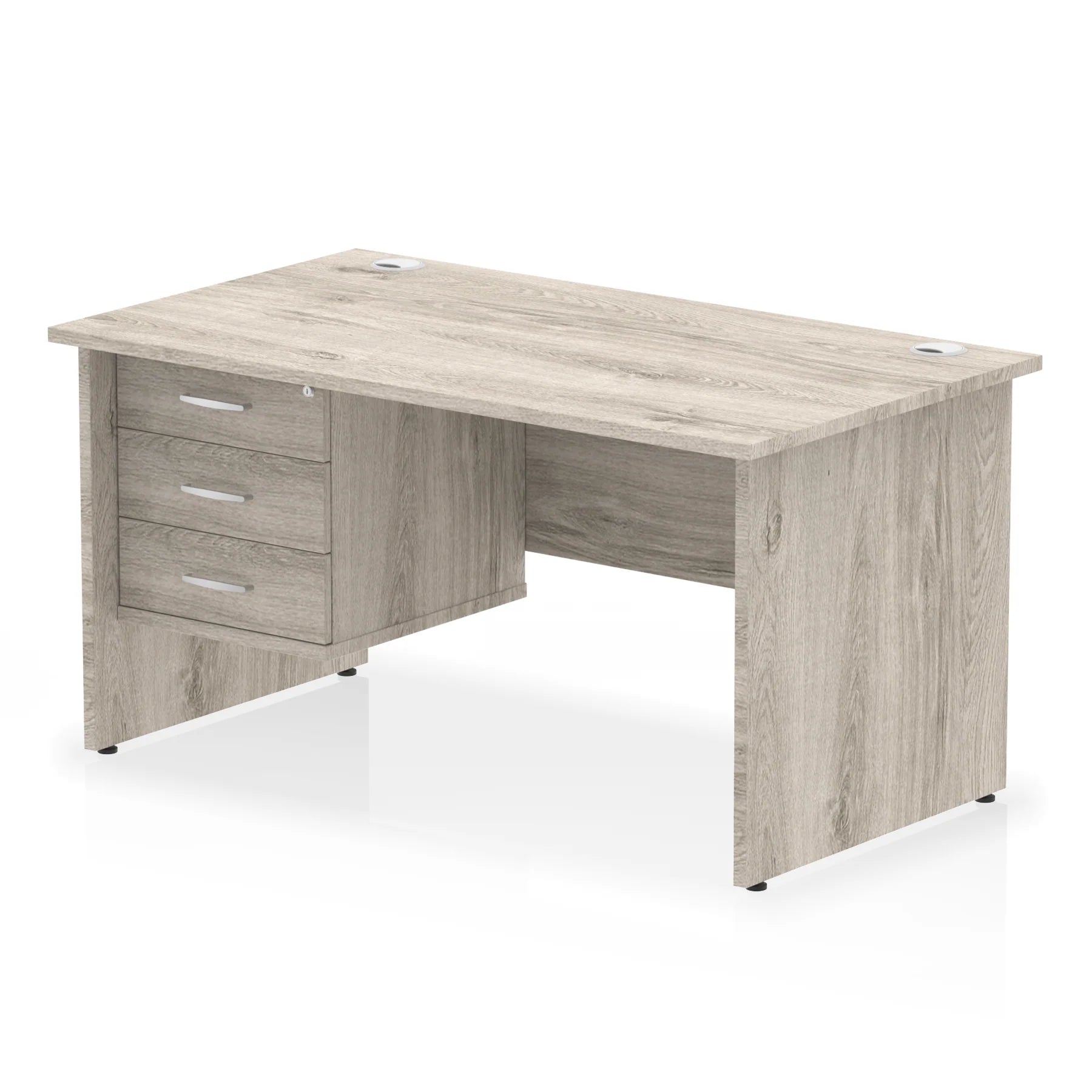 Impulse 1400mm Panel End Straight Desk With Single Fixed Pedestal Bundle DY