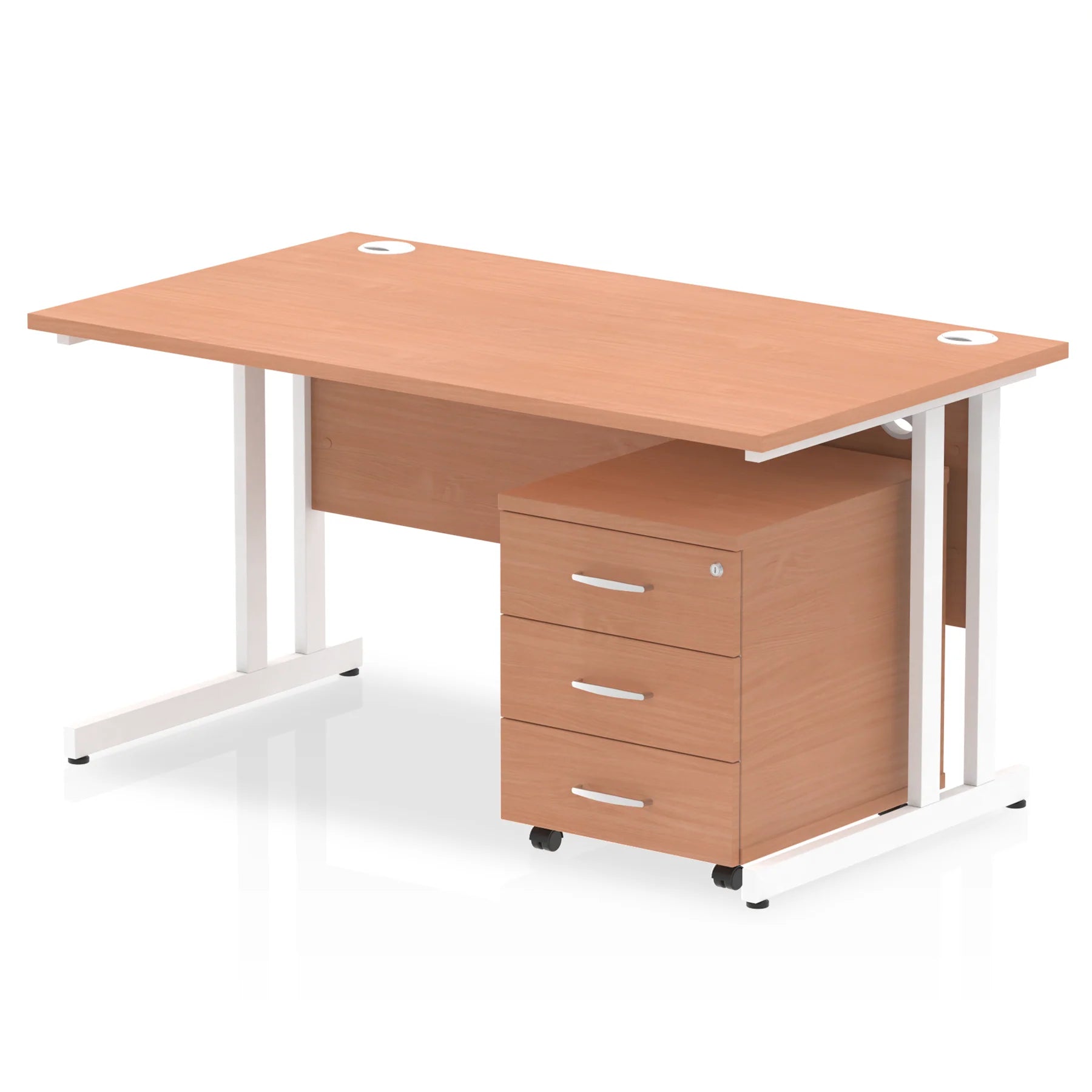Impulse 1400mm Cantilever Straight Desk With Mobile Pedestal Bundle DY