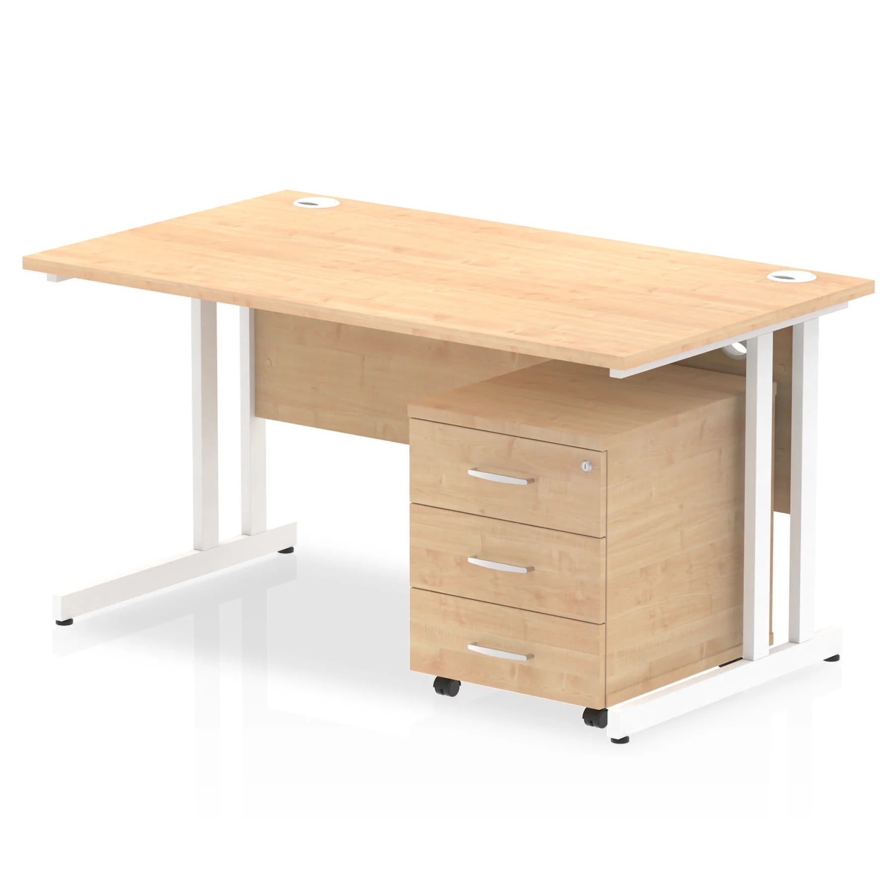 Impulse 1400mm Cantilever Straight Desk With Mobile Pedestal Bundle DY