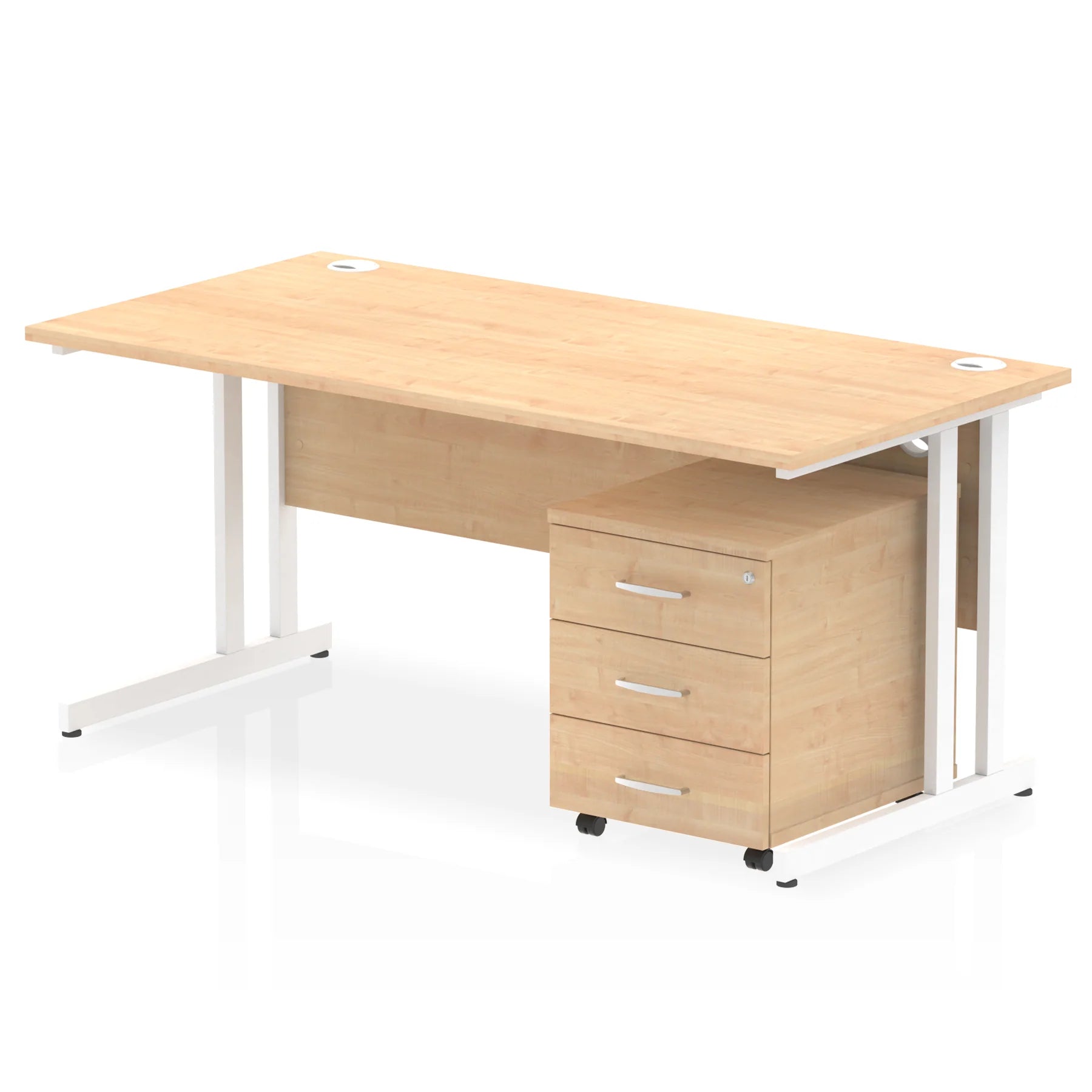 Impulse 1600mm Cantilever Straight Desk With Mobile Pedestal Bundle DY