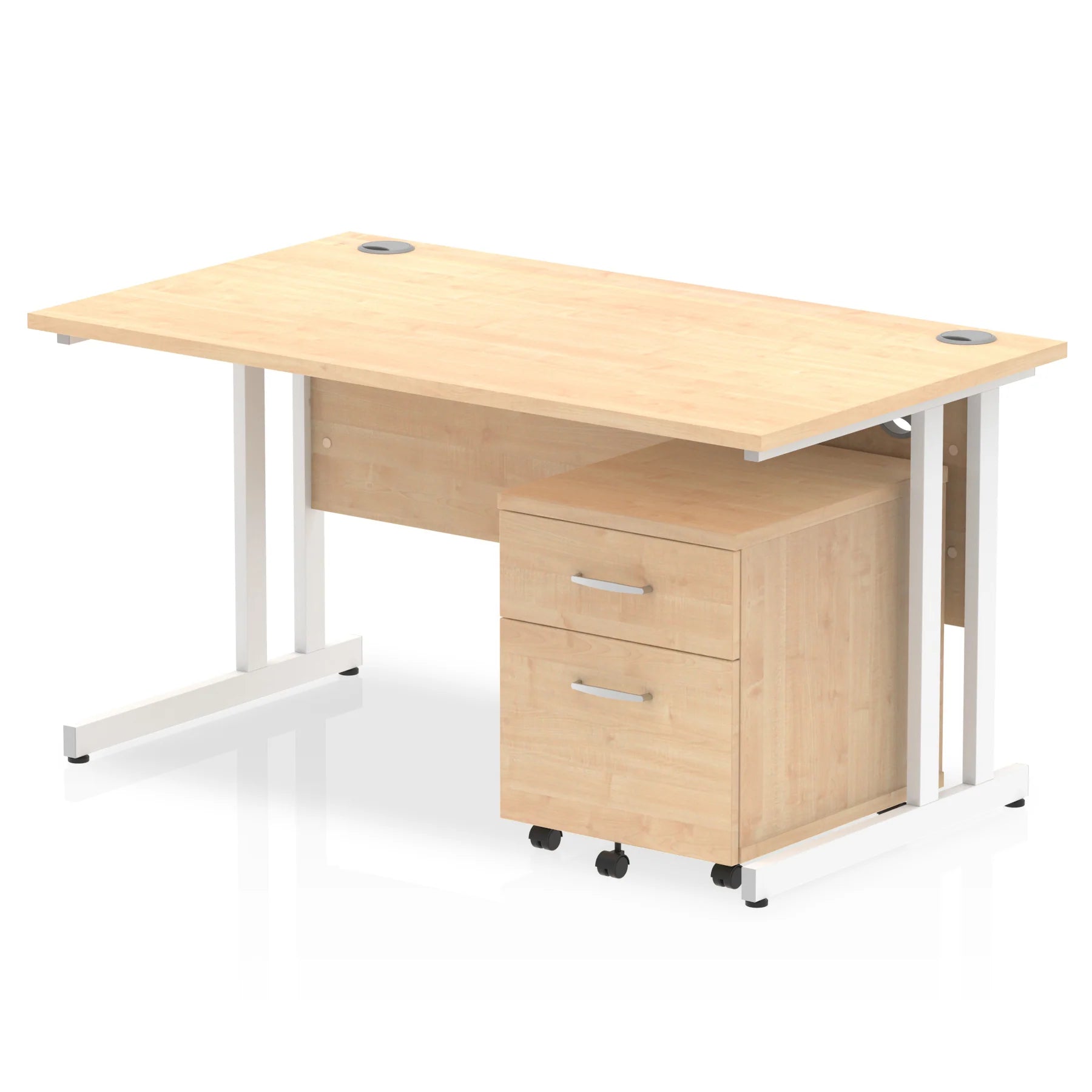 Impulse 1400mm Cantilever Straight Desk With Mobile Pedestal Bundle DY