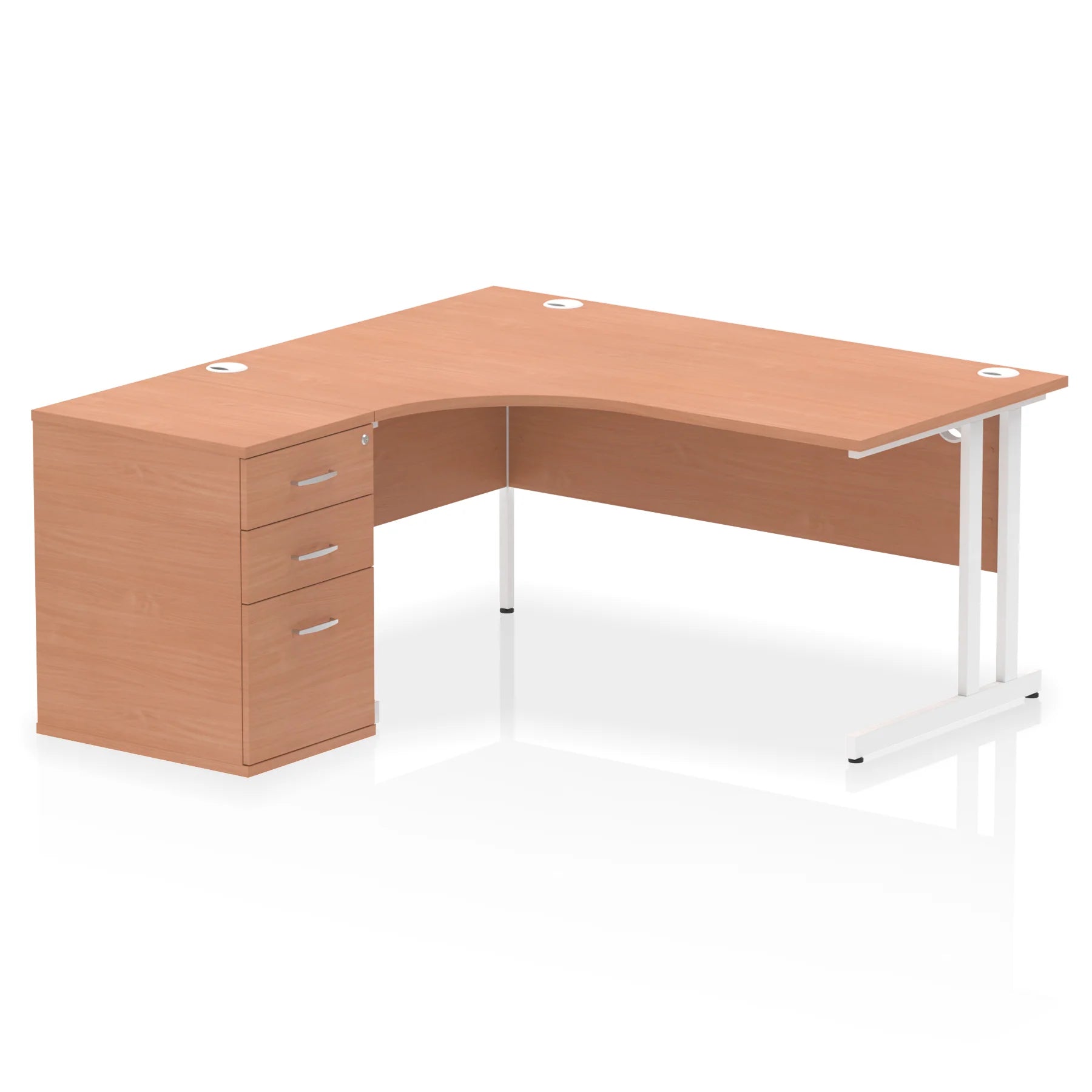 Impulse 1600mm Cantilever Crescent Desk and 600mm Fixed Pedestal Bundle