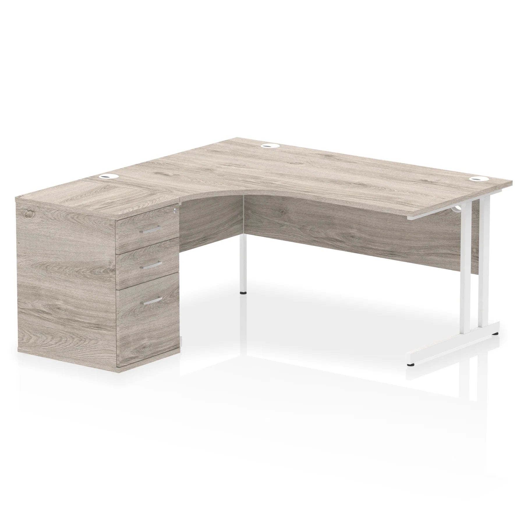 Impulse 1600mm Cantilever Crescent Desk and 600mm Fixed Pedestal Bundle