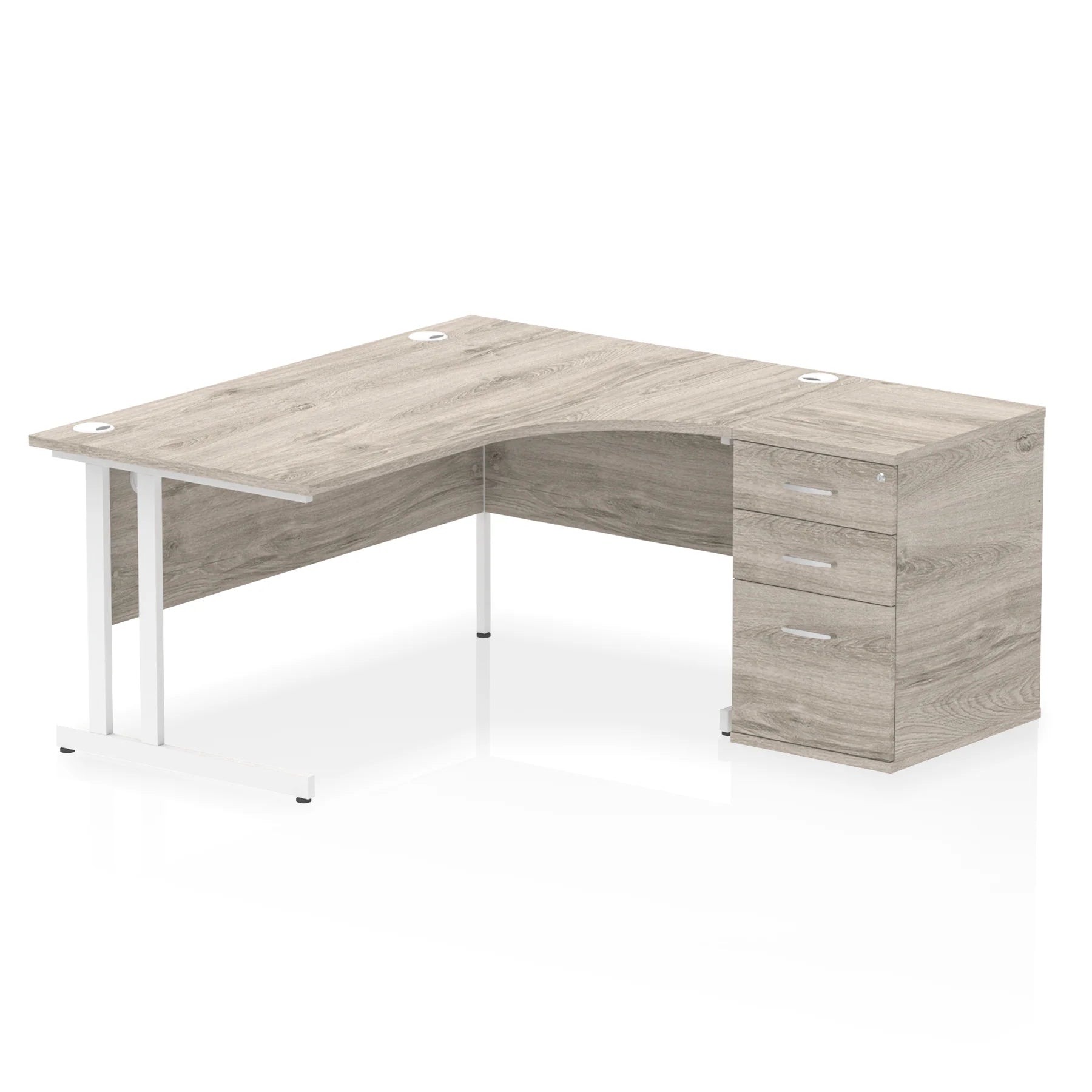 Impulse 1600mm Cantilever Crescent Desk and 600mm Fixed Pedestal Bundle